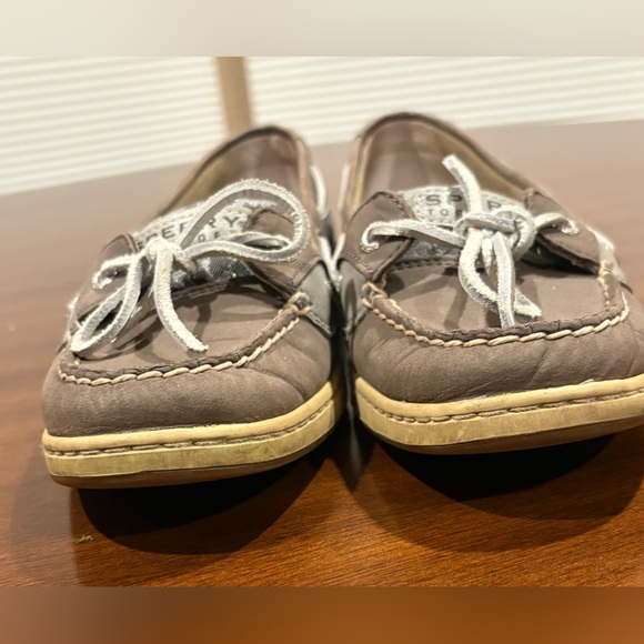 SPERRY Tan Gray Camo Top-Sider Boat Shoes Angelfish Leather Loafers Moccasins - Picture 6 of 9